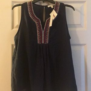 MONTEAU Embroidered Tank NWT
